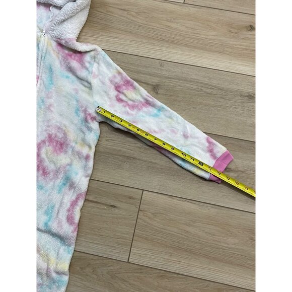 Sainteve Girls Unicorn Hooded Tie-Dye Fleece Pajama With Glitter Accents - Picture 10 of 12